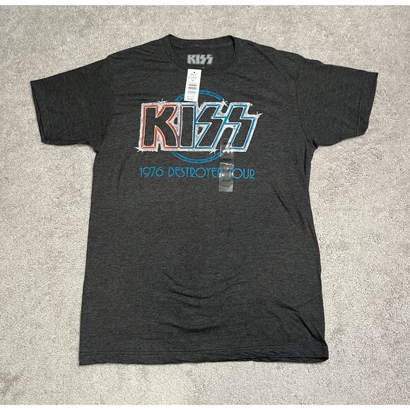 Kiss T-Shirt Mens Medium Destroyer 76 Tour Retro Band NWT Gray - Picture 1 of 7